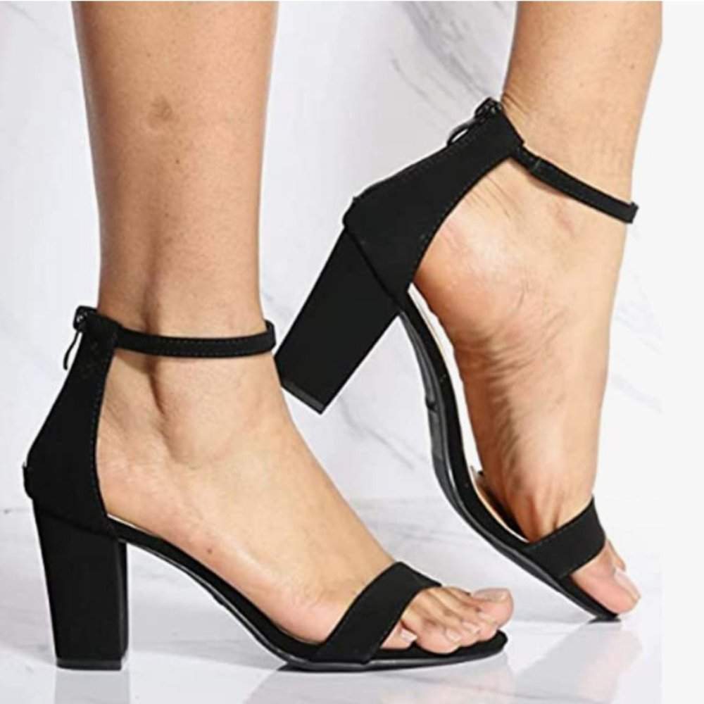 NEW Top Moda Womens Platform Chunky Heel 3 inch heel Sz 6.5 black